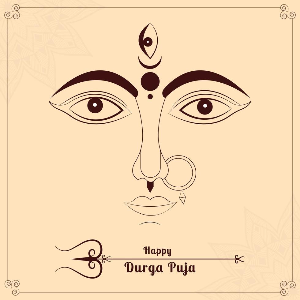 New Durga Face in Happy Durga Puja Subh Navratri  with Trishul vector