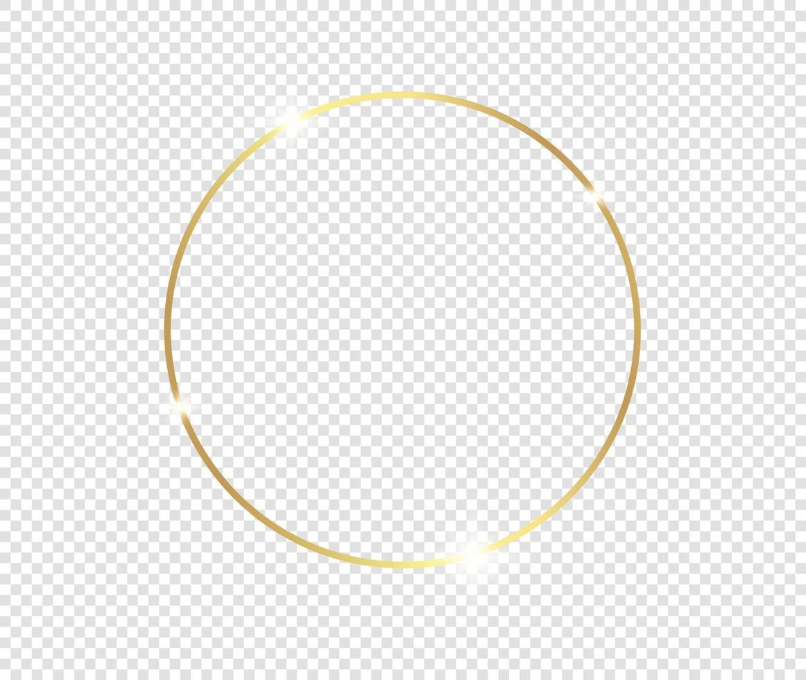 Gold shiny glowing frame with shadows. Golden luxury realistic vector