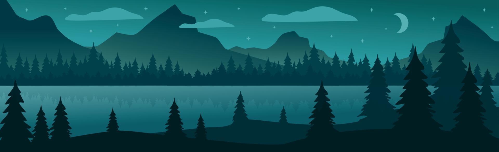 Panoramic mountain evening landscape on the background vector