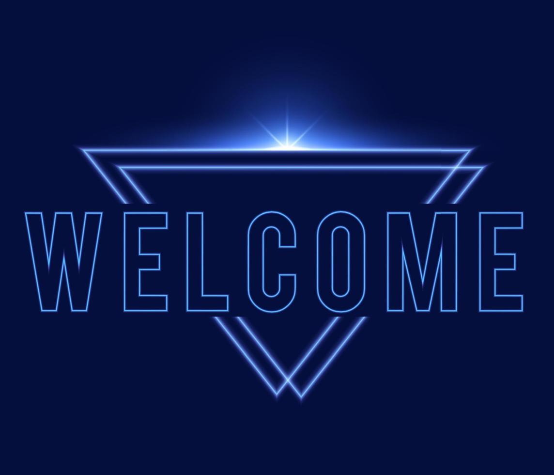 Welcome sign dark blue with light neon effect shiny glow eps vector