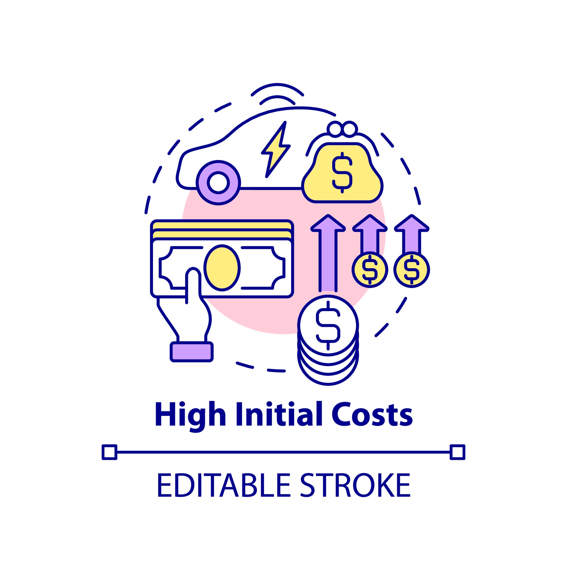 High initial costs concept icon. 3073738 Vector Art at Vecteezy