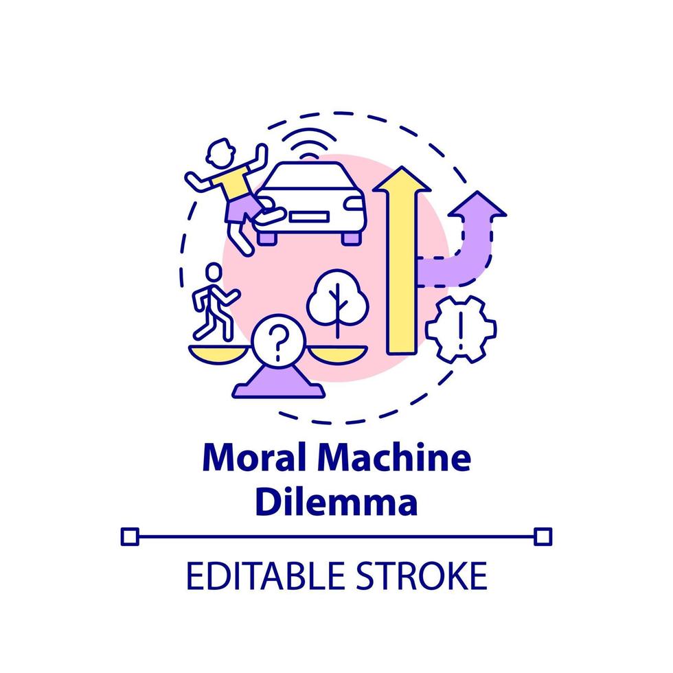 icono de concepto de dilema de máquina moral. vector