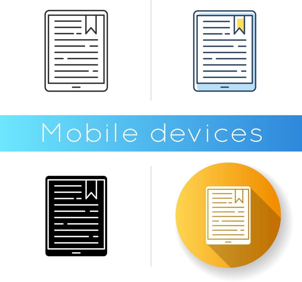 Handheld e-reader icon vector