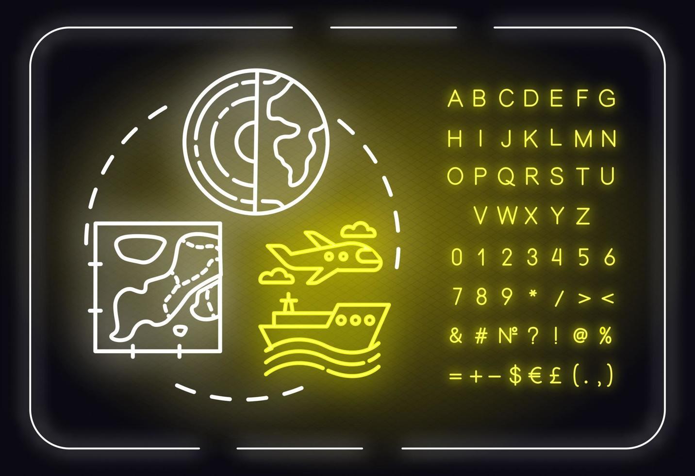 icono de concepto de luz de neón de planificación espacial vector