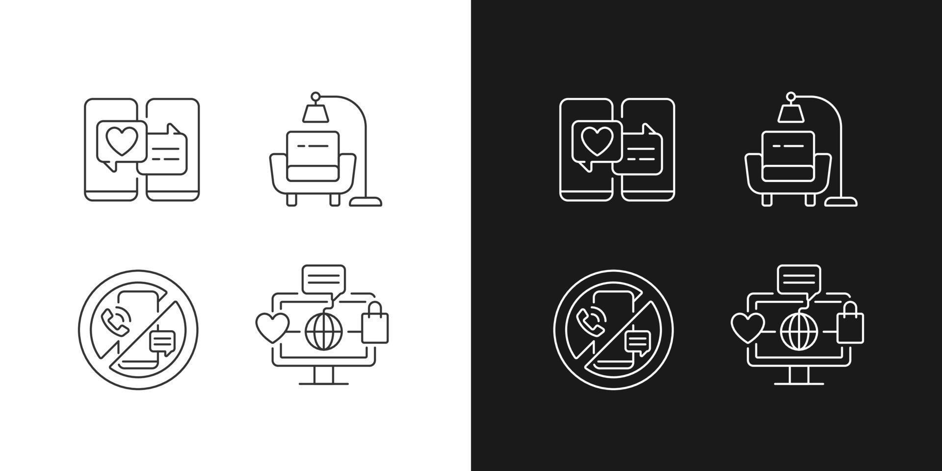 Steps towards healthy living linear icons set for dark and light mode