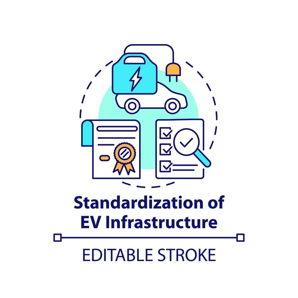 Electric vehicles infrastructure standardization concept icon. vector