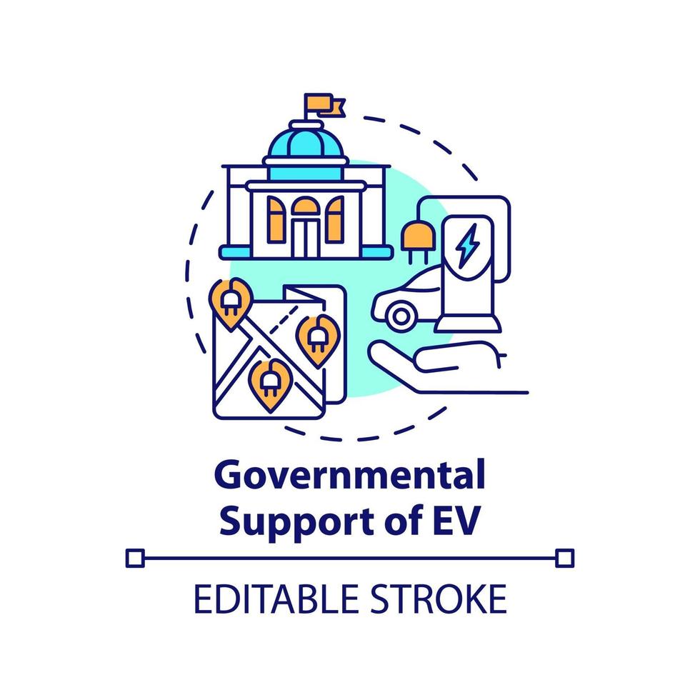 Electric vehicles governmental support concept icon. vector