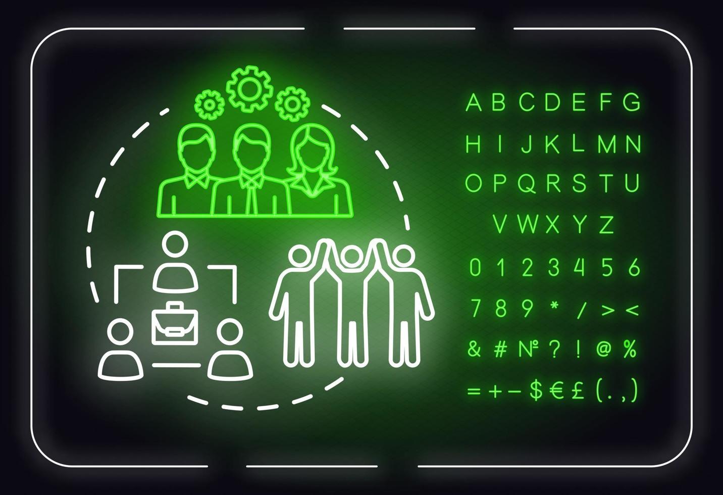 icono de concepto de luz de neón de estrategias corporativas vector