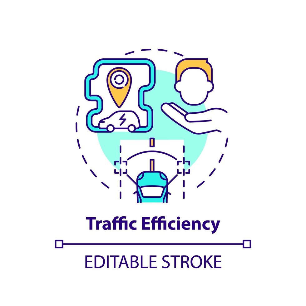 icono del concepto de eficiencia de tráfico ev. vector