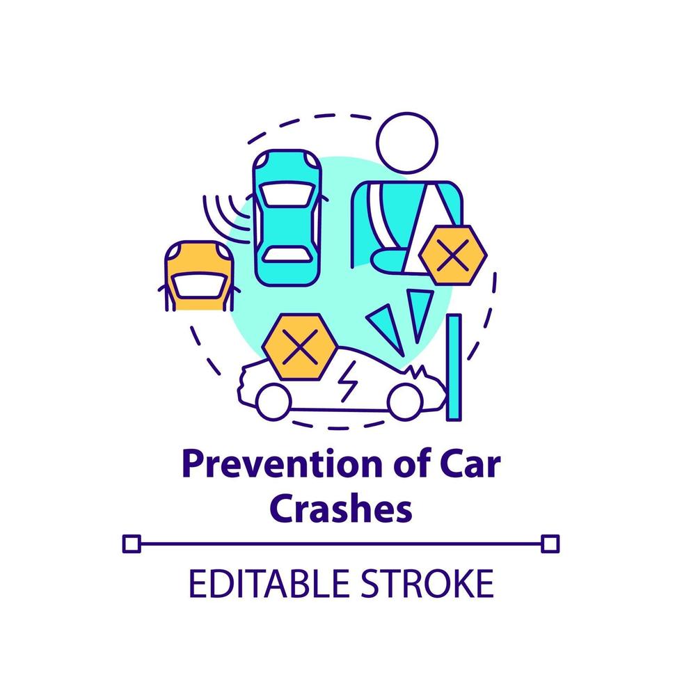 Car crashes preventation concept icon. vector