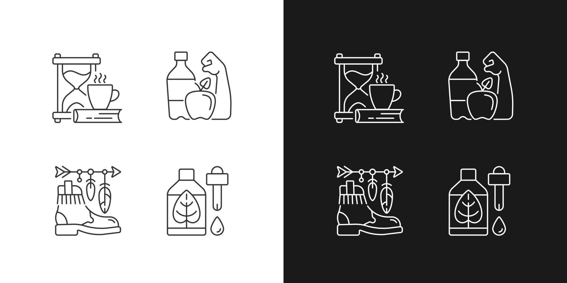 Changing habits and priorities linear icons set vector