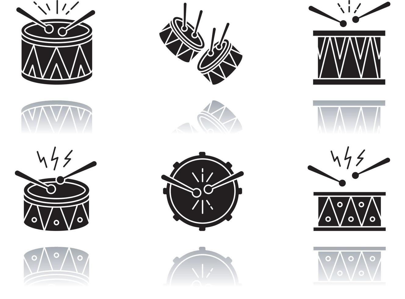 Brazilian music drop shadow black glyph icons set vector