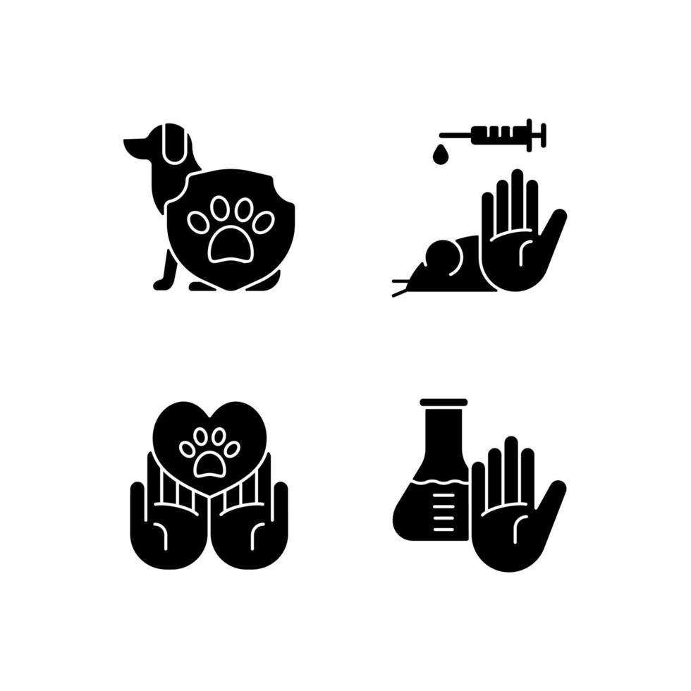 Animal testing black glyph icons set on white space vector