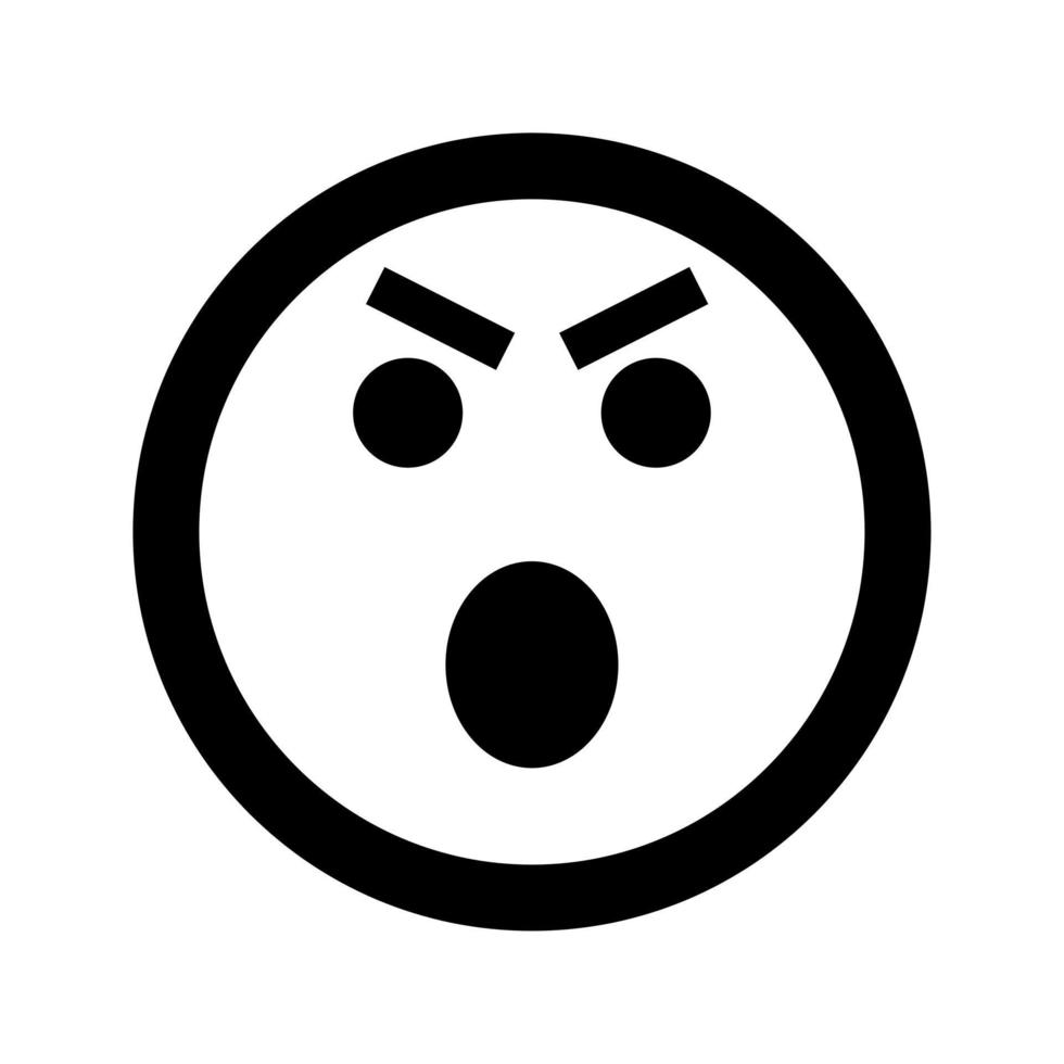 Cartoon angry  and evil smile face emoticon icon in flat style vector