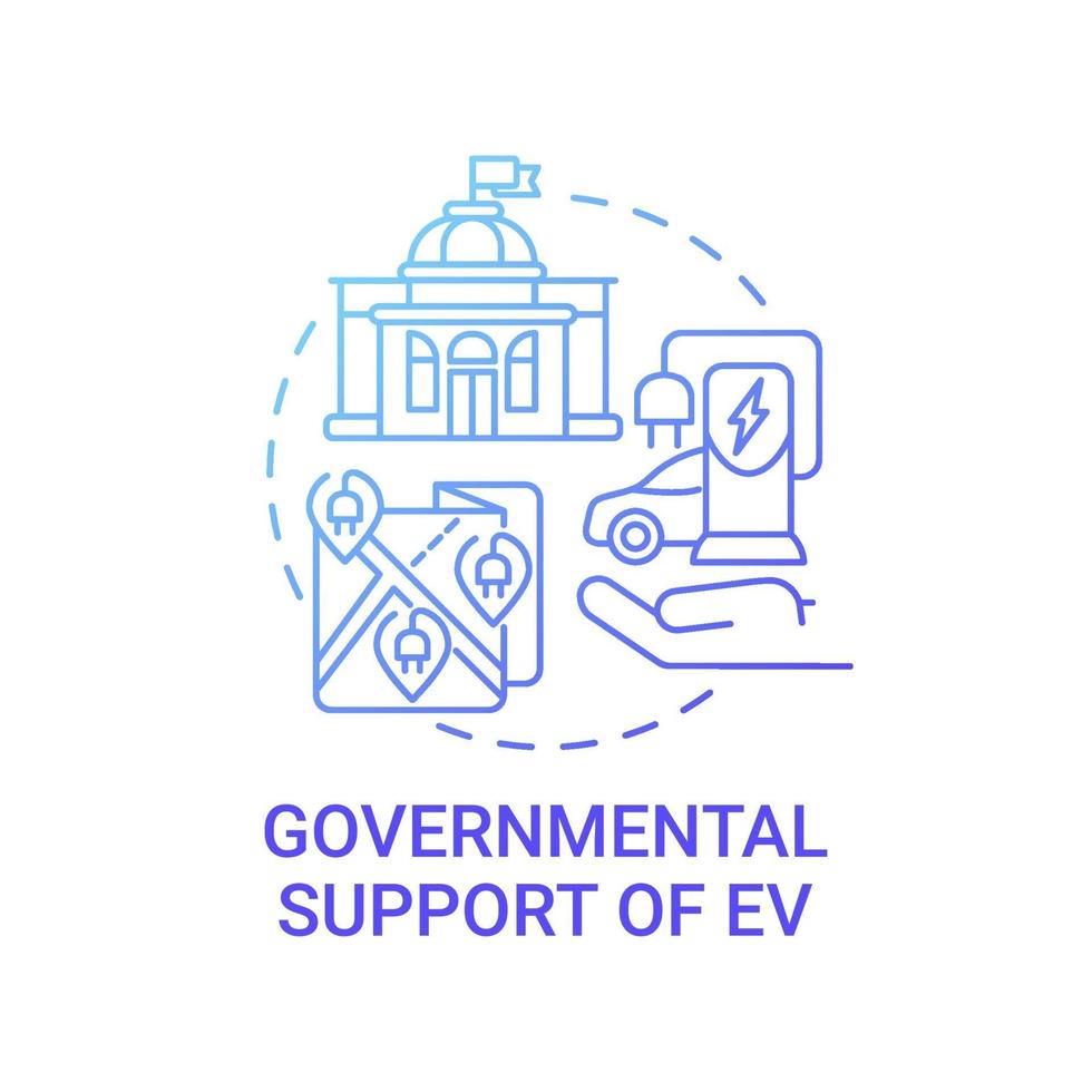 ev icono de concepto de apoyo gubernamental. vector