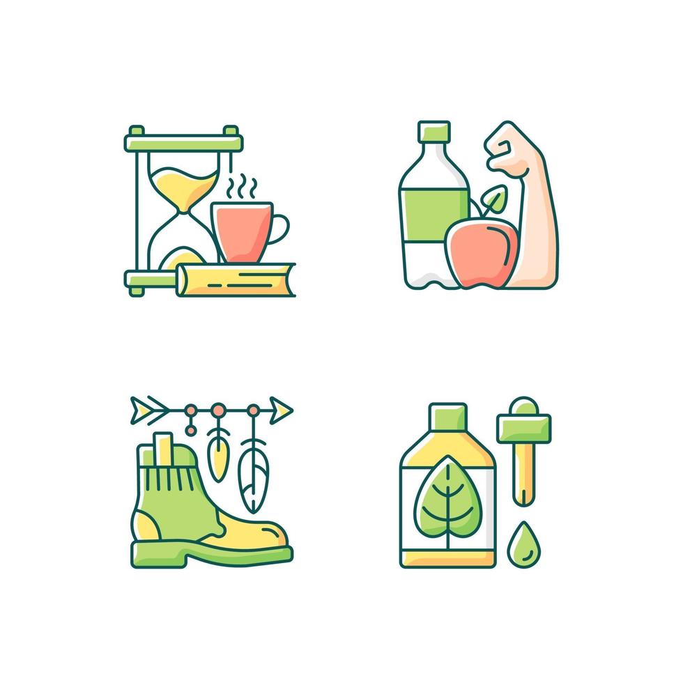 Changing habits and priorities RGB color icons set vector