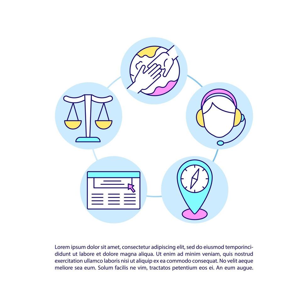 Supporting international students concept line icons with text vector