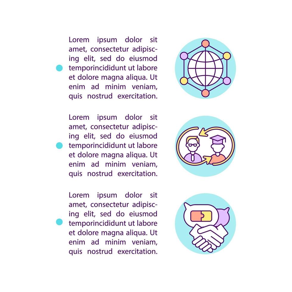 Global colleagues network concept line icons with text vector