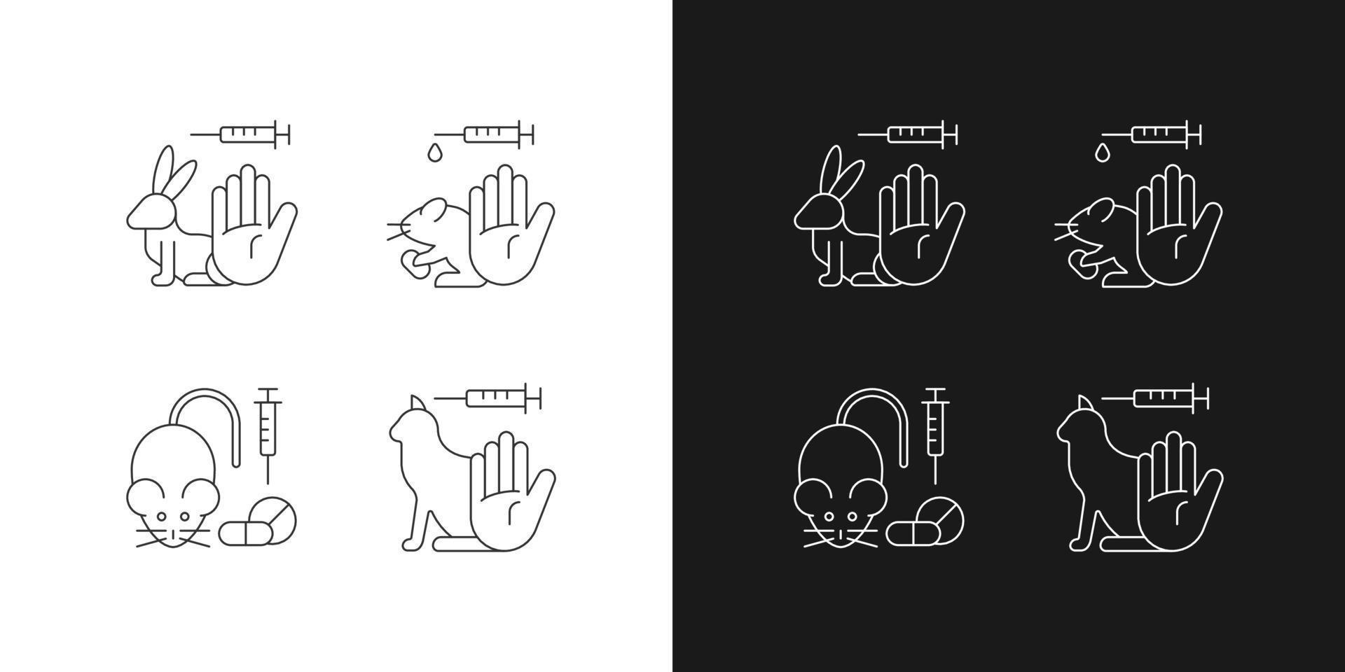 No animal cruelty linear icons set for dark and light mode vector