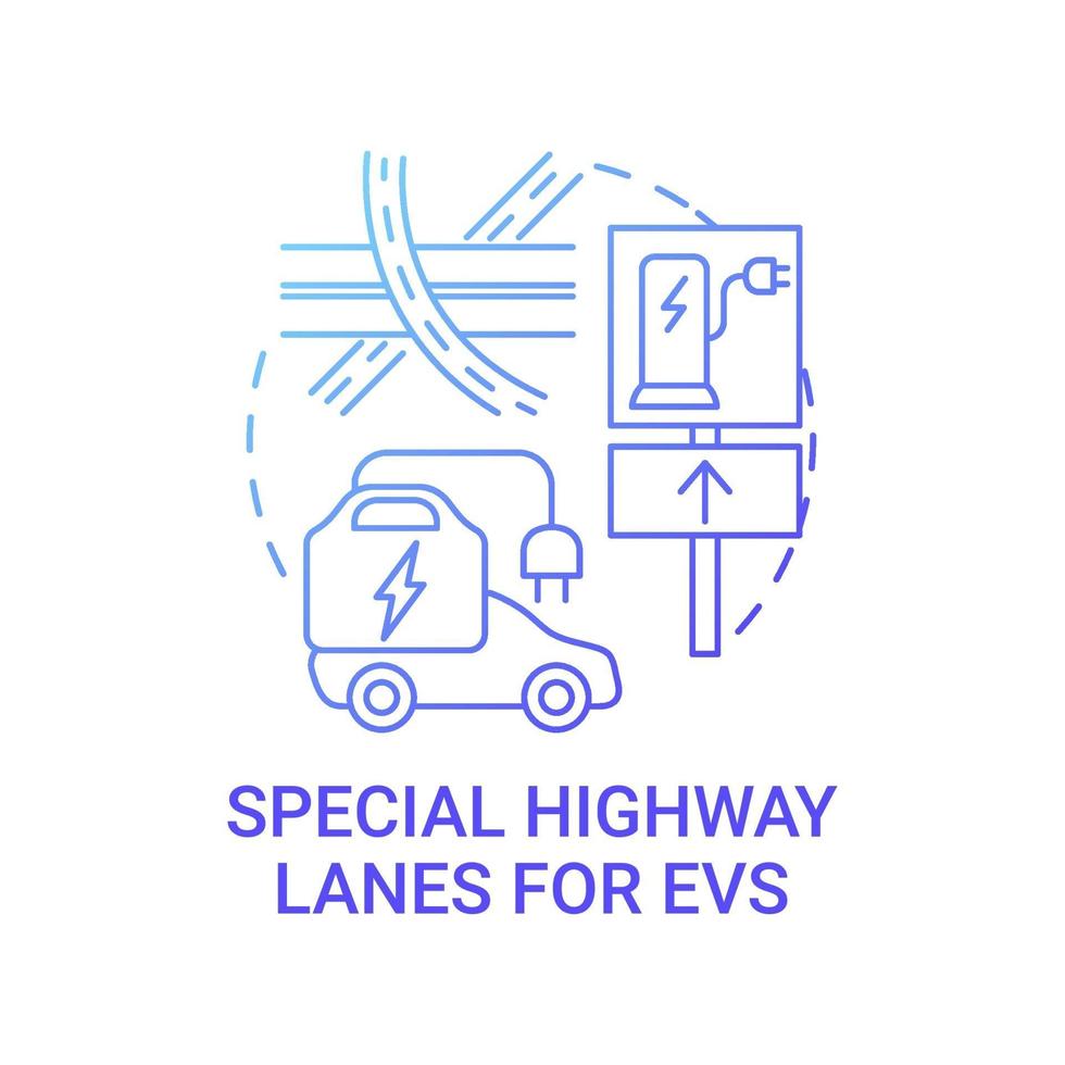 ev icono de concepto de carriles de autopista especiales. vector