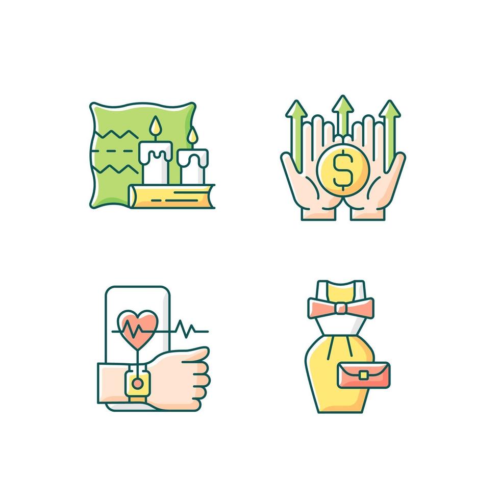 Lifestyle tendencies RGB color icons set vector