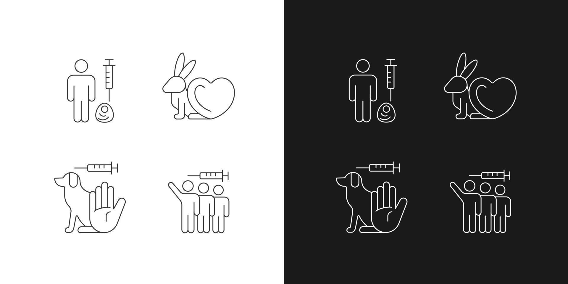 No animal experiments linear icons set for dark and light mode vector