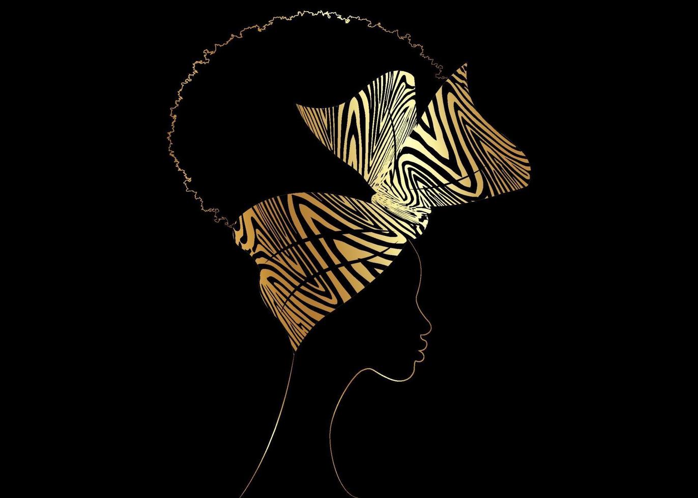 Portrait African woman wears bandana for curly hairstyles vector