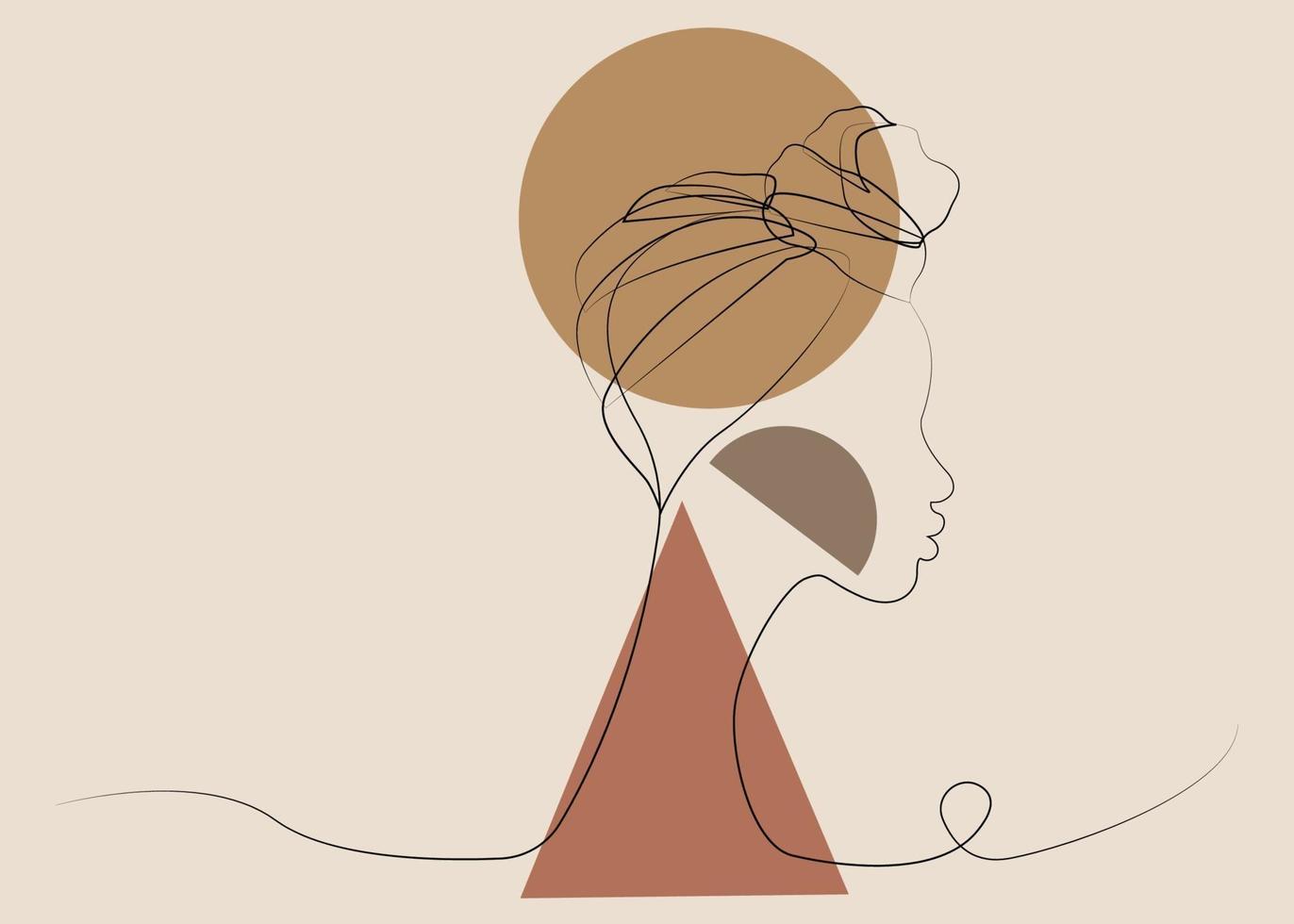 Retrato afro de mujer negra con fondo de formas geométricas vector