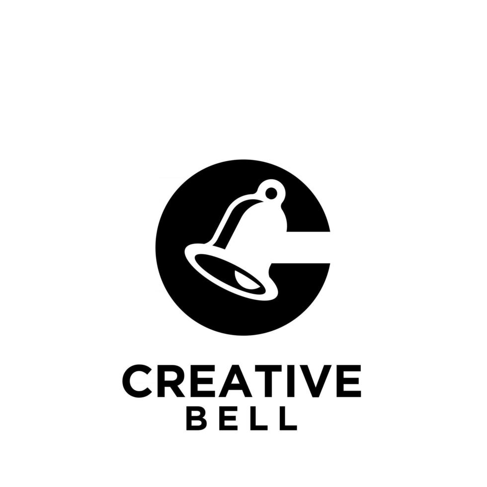 bell with initial letter c vector black logo icon illustration design