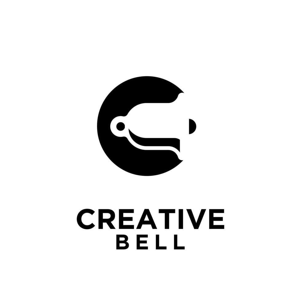 bell with initial letter c vector black logo icon illustration design
