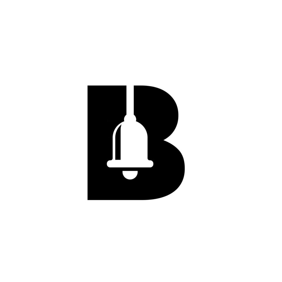 Campana con letra mayúscula inicial b vector logo negro icono ilustración diseño aislado