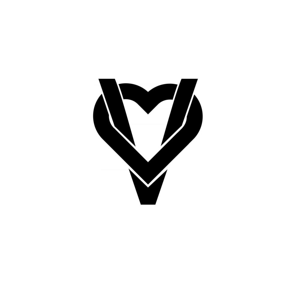 V amor carta logo diseño de icono de vector negro aislado fondo blanco.