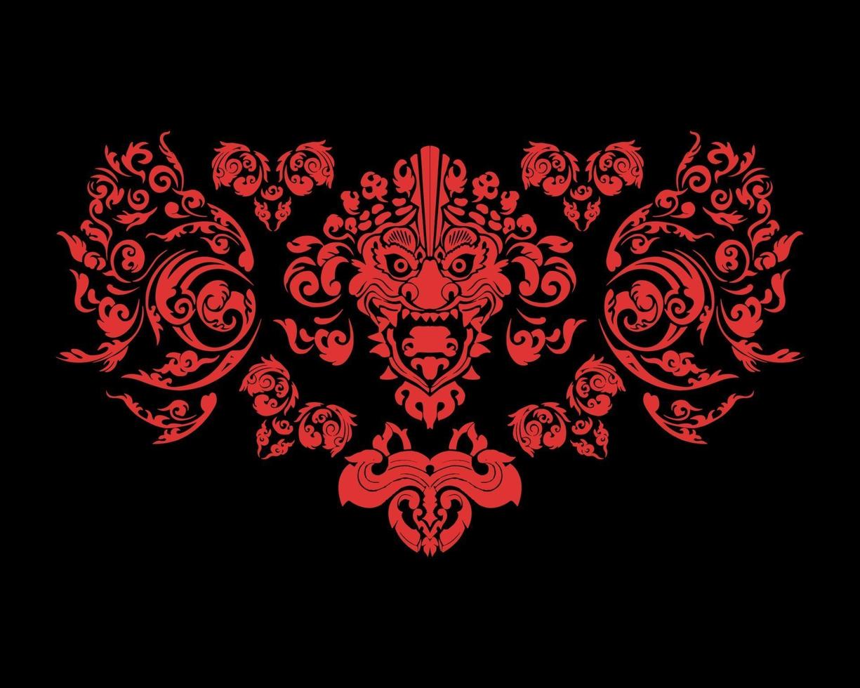 Decorative dragon face, pattern art vector
