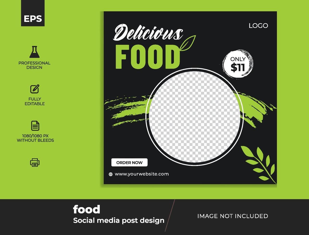 Food Restaurant Social Media Post Design Template vector