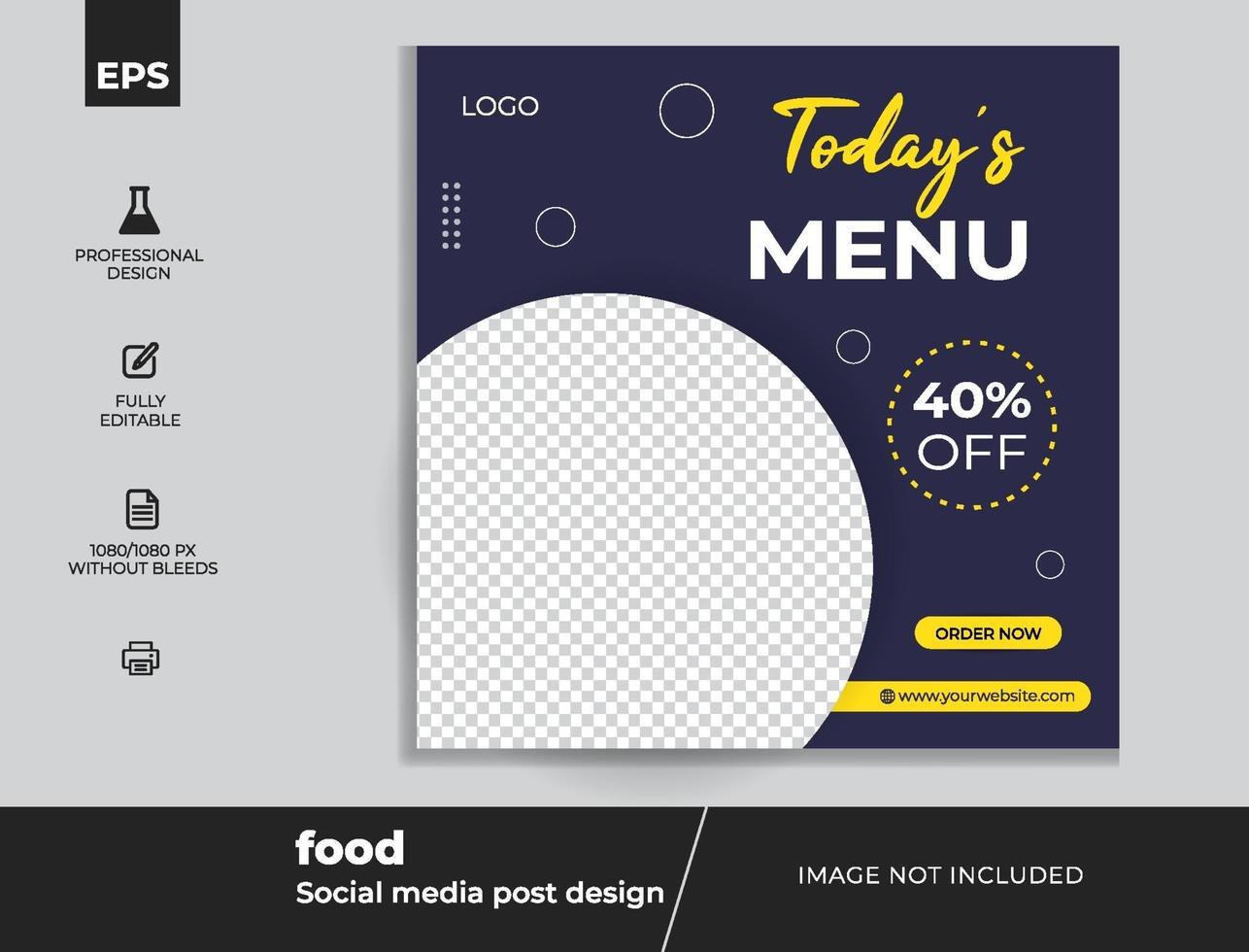 Food Restaurant Social Media Post Design Template vector