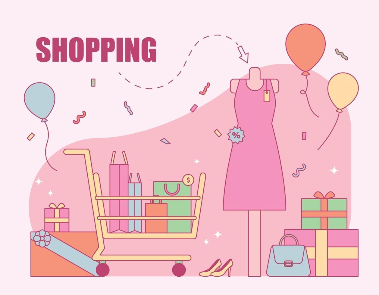 Shopping sale event banner poster. vector