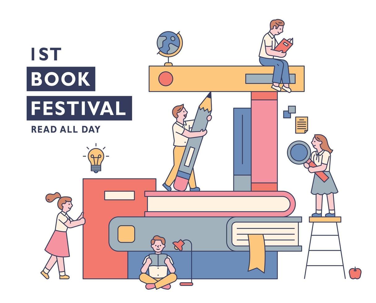 Book festival banner poster. vector