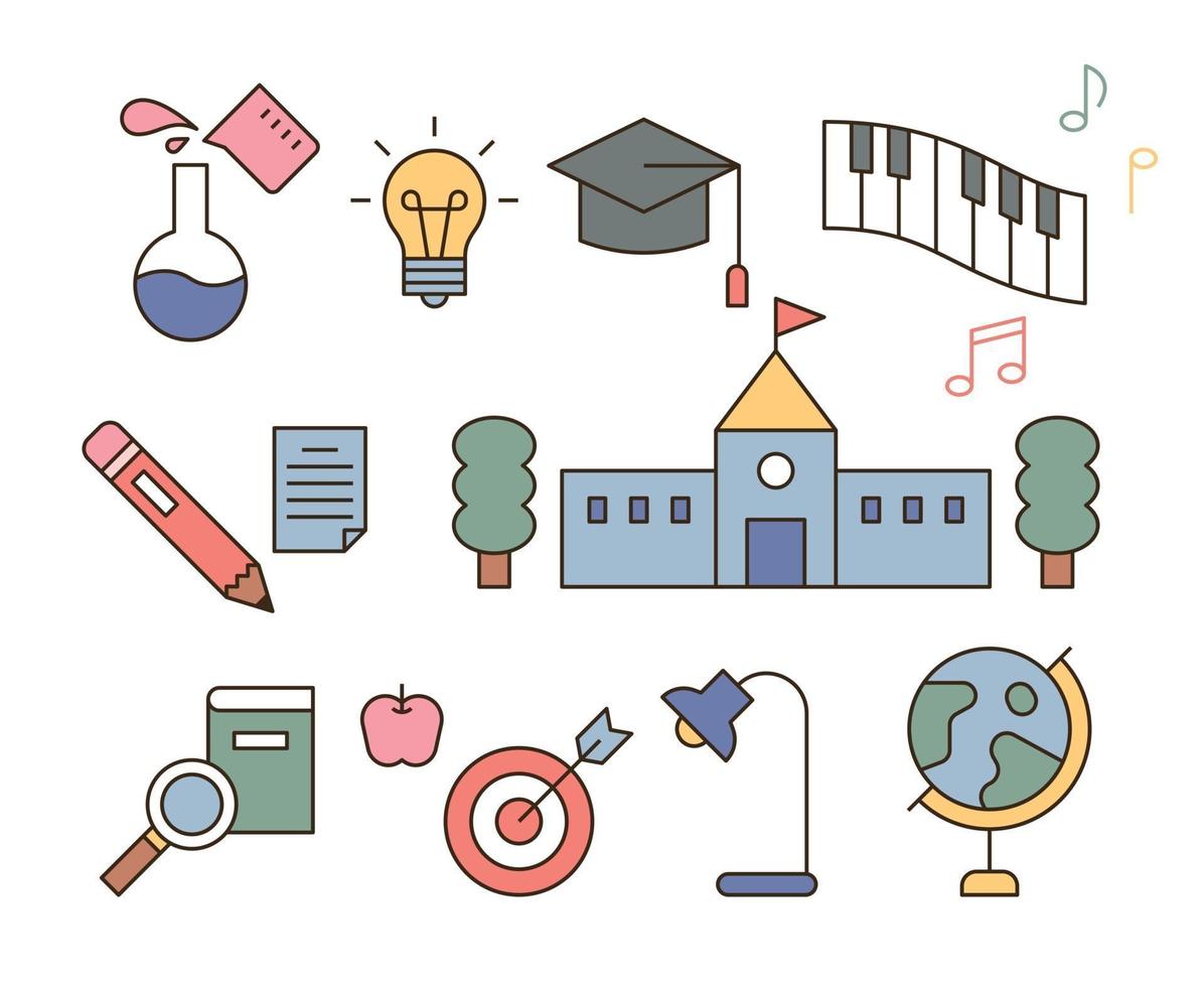 School education icons set vector