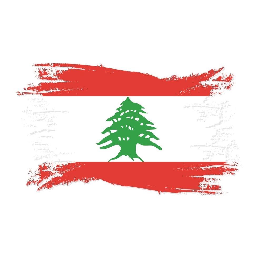 Bandera de Líbano con ilustración de vector de diseño de estilo de pincel de acuarela