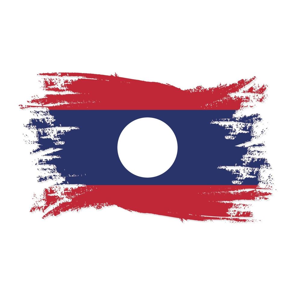Laos Flag With Watercolor Brush style design vector Illustration