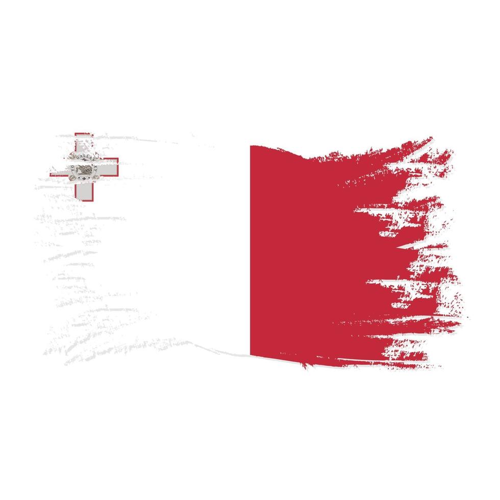 Bandera de malta con ilustración de vector de diseño de estilo de pincel de acuarela