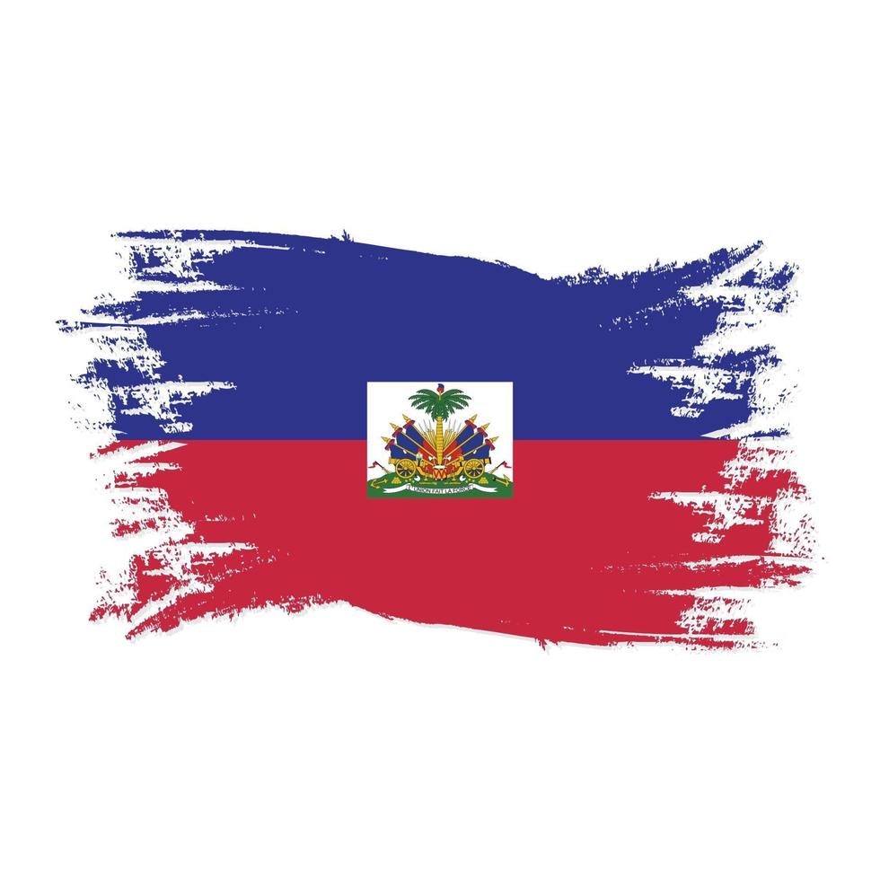 Haiti Flag With Watercolor Brush style design vector Illustration