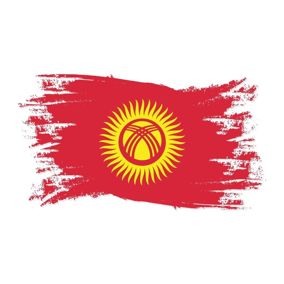 Kyrgyzstan Flag With Watercolor Brush style design vector Illustration