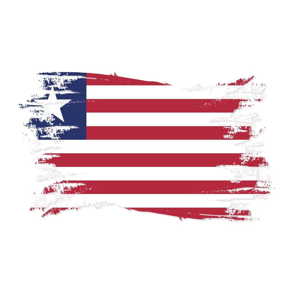 Liberia Flag With Watercolor Brush style design vector Illustration