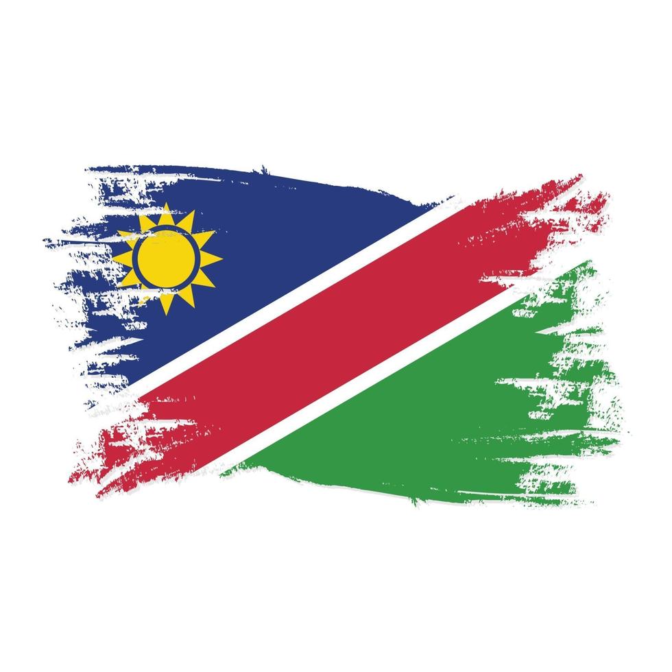 Bandera de Namibia con ilustración de vector de diseño de estilo de pincel de acuarela