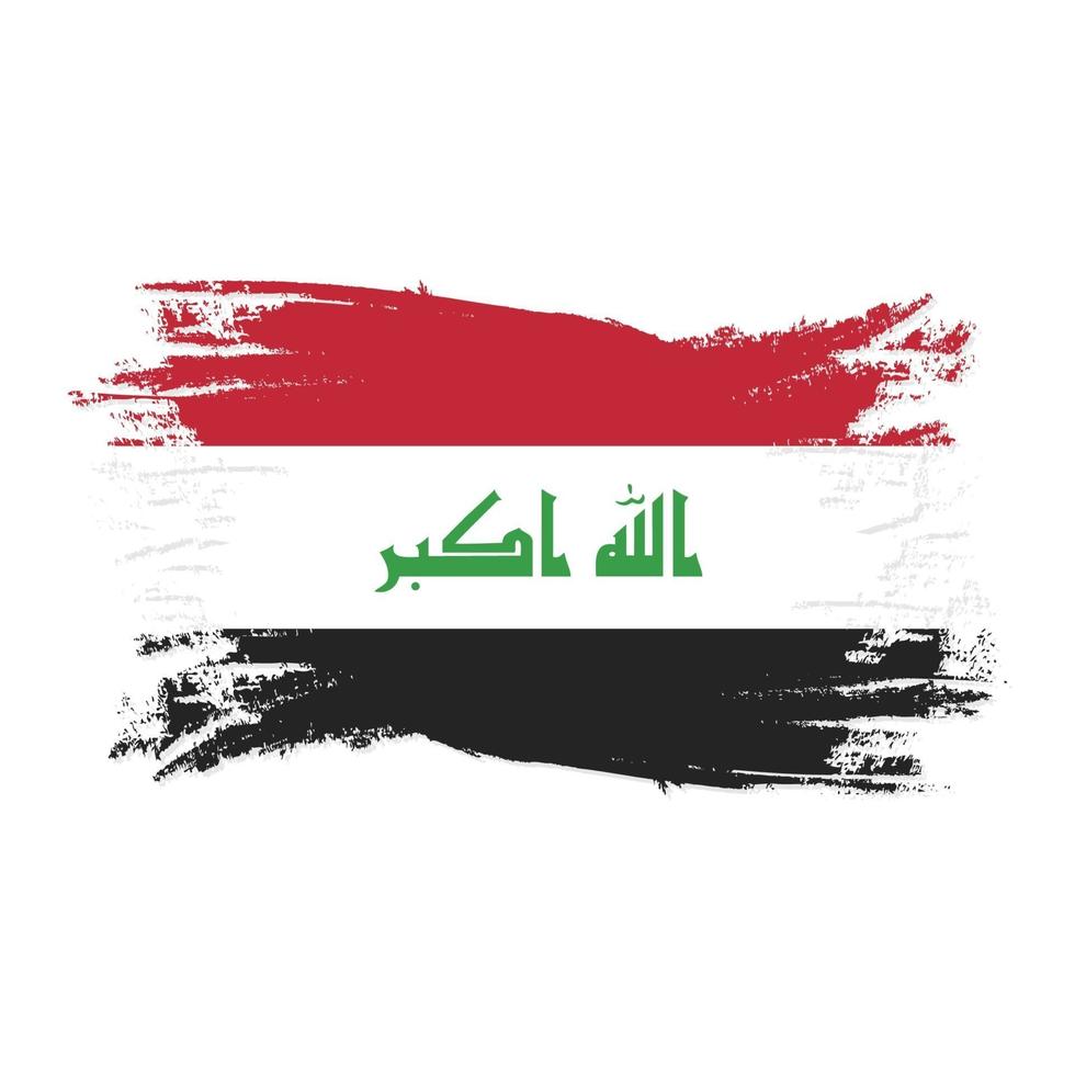 Bandera de irak con ilustración de vector de diseño de estilo de pincel de acuarela