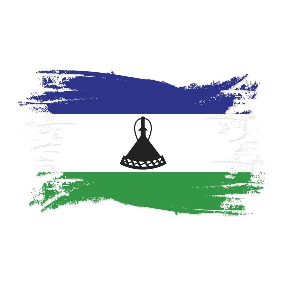 Bandera de Lesotho con ilustración de vector de diseño de estilo de pincel de acuarela