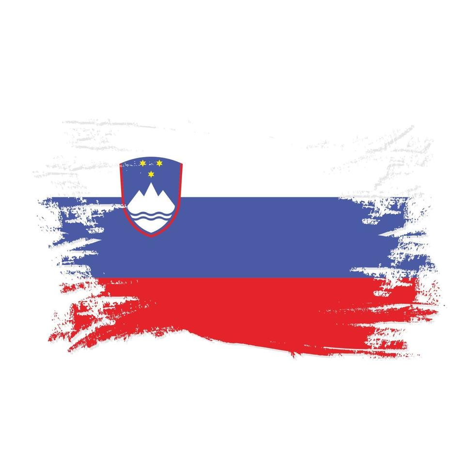 Bandera de Eslovenia con ilustración de vector de diseño de estilo de pincel de acuarela