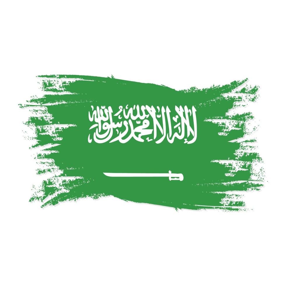 Bandera de Arabia Saudita con ilustración de vector de diseño de estilo de pincel de acuarela