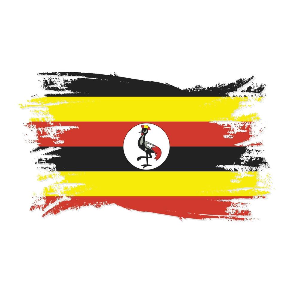 Bandera de Uganda con ilustración de vector de diseño de estilo de pincel de acuarela